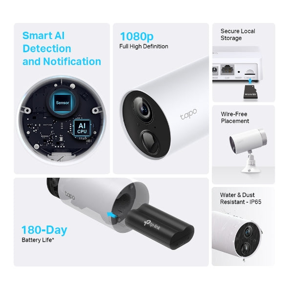 TP-LINK TAPO C400S2 Smart Wire-Free Security Camera System, 2-Camera System