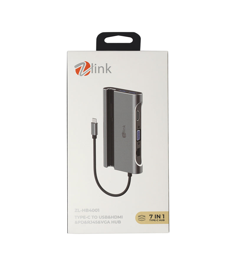 Zlink  Type C Hub Mobile Docking Station  7 in 1  zl-hb4001